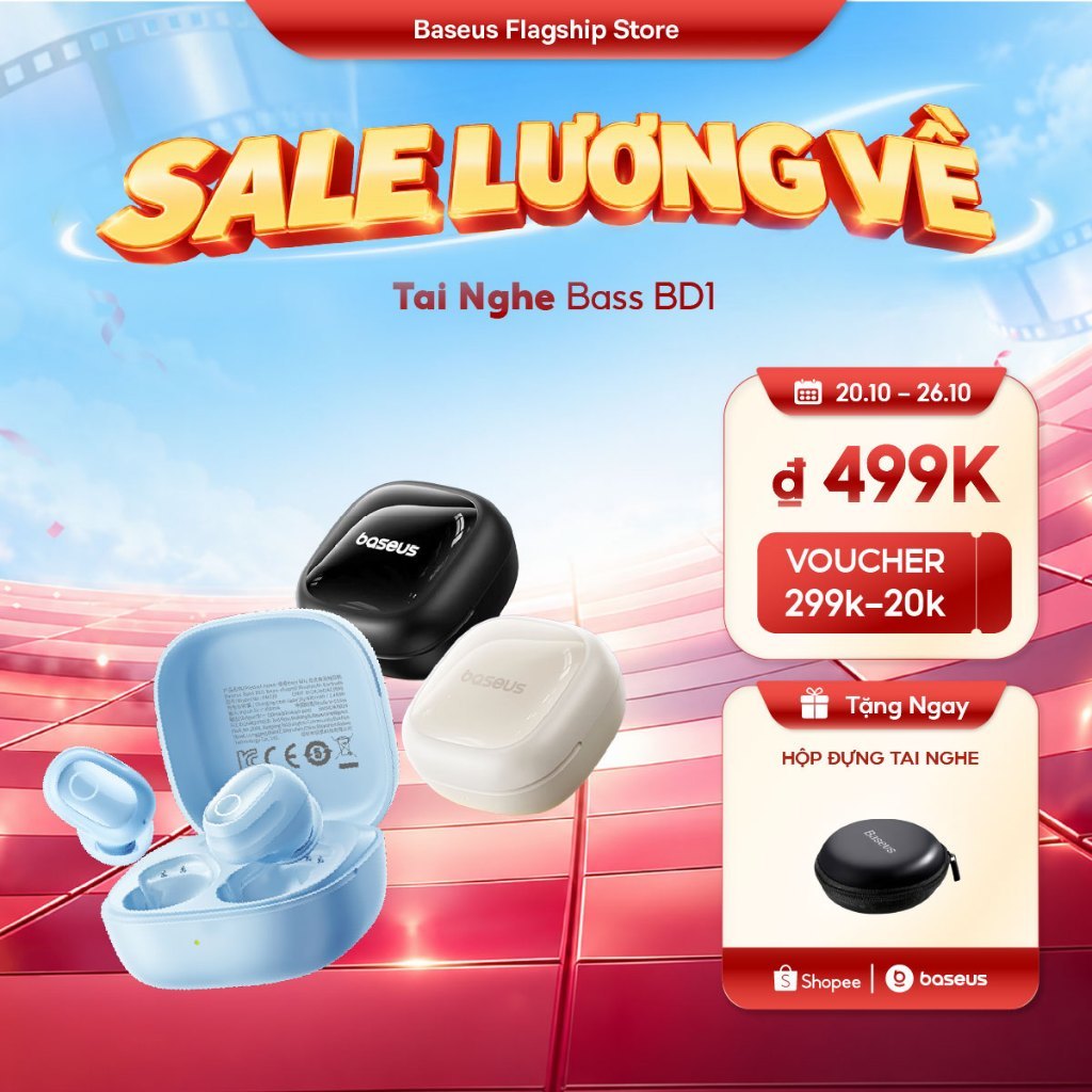 Tai nghe không dây thực sự Baseus Bass BD1 TWS