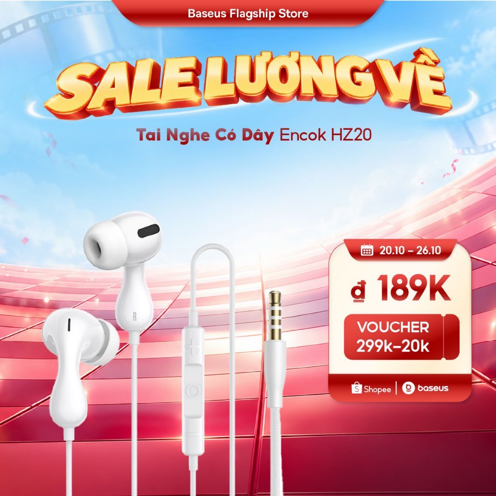 Tai nghe có dây trong tai Baseus Encok CZ20 / HZ20 Jack Type-C có Mic