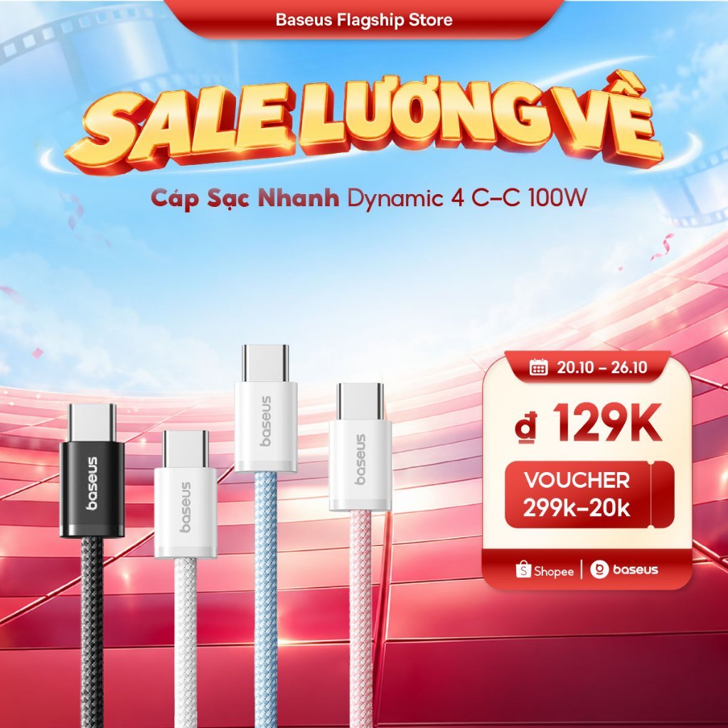 Cáp Baseus 100W PD USB C sang USB Type C cho Macbook Pro iPad Xiaomi Samsung