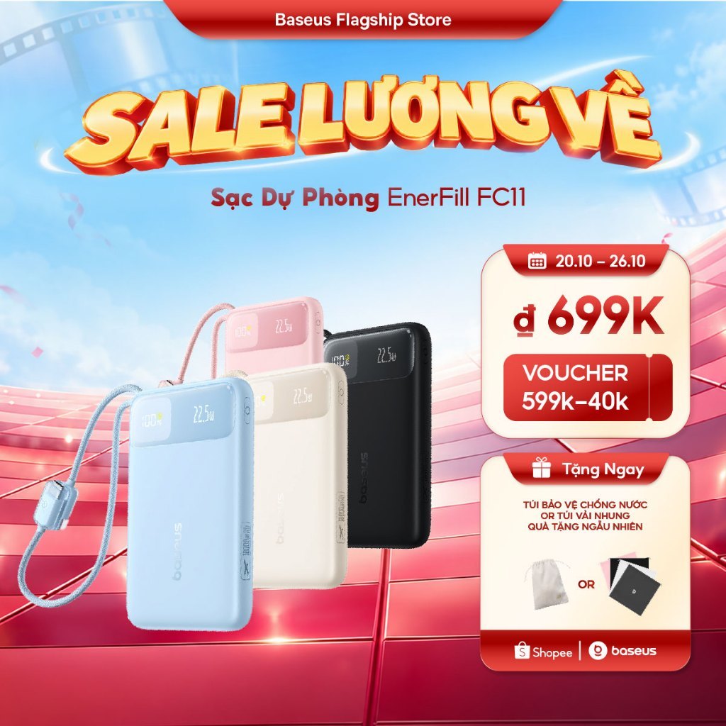 【Pin Sạc Dự Phòng Có Thể Đặt Hàng】BaseusSạc Dự Phòng EnerFill FC11 22.5W Power Bank Sạc nhanh 10000mAh / 20000mAh
