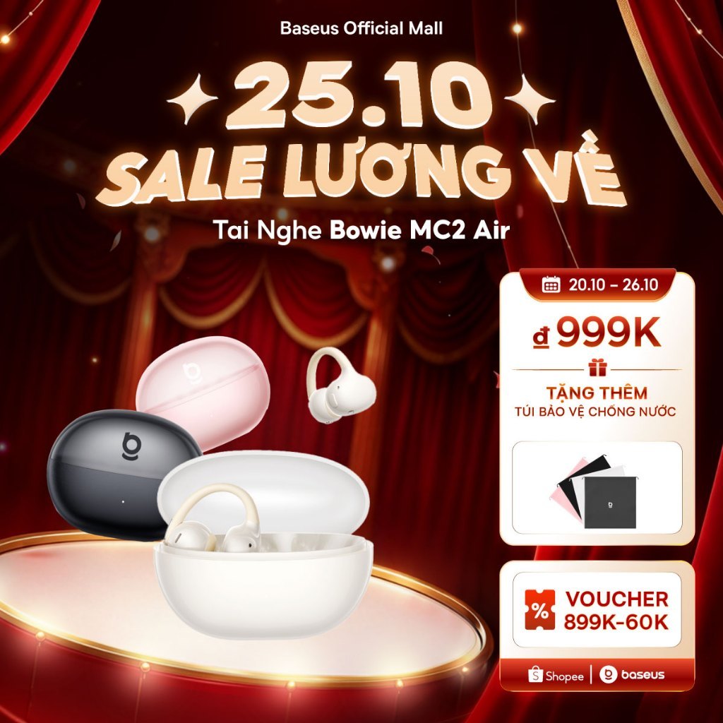 Tai nghe không dây đích thực Baseus Bowie MC2 Air Open-Ear 40Hrs Thời gian chơi Tai nghe chống nước Super Bass2.0 & IP67