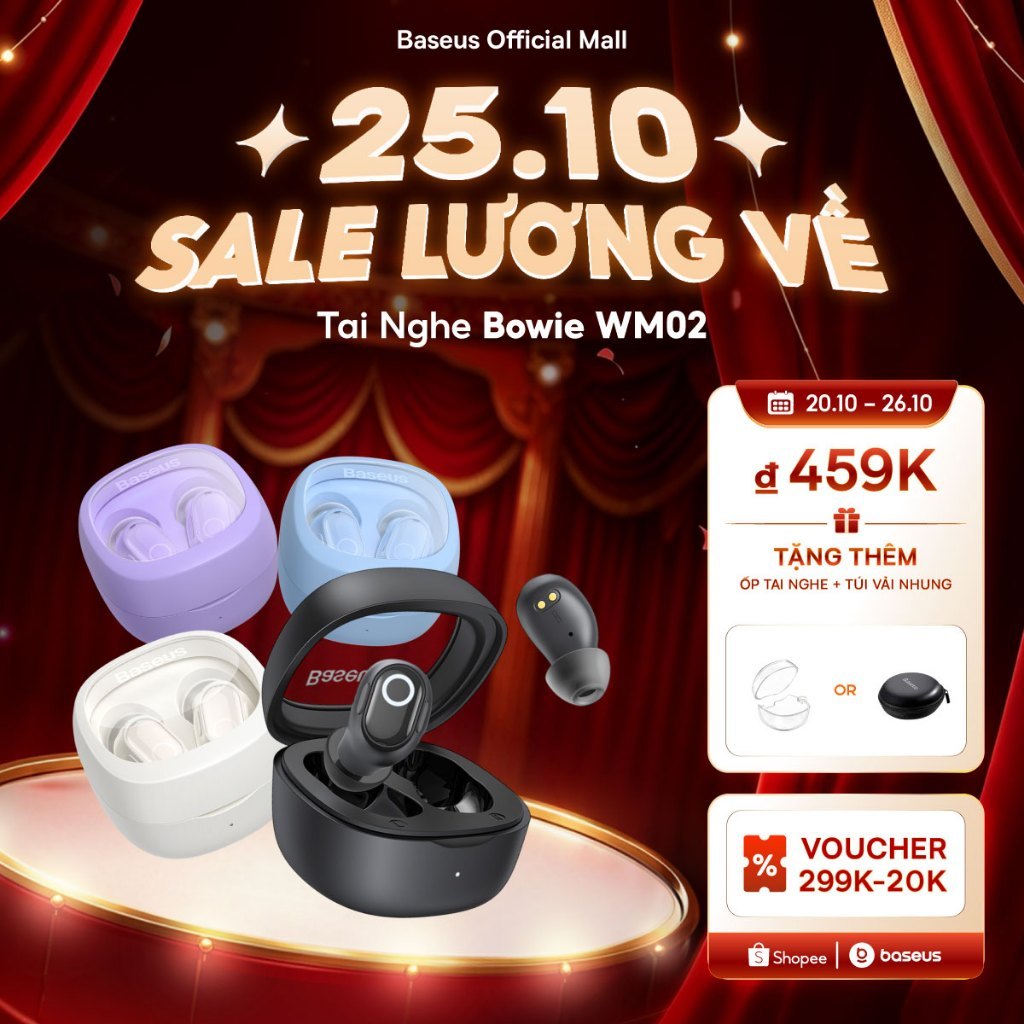Tai nghe nhét tai không dây BASEUS WM02 bluetooth 5.3 TWS chống ồn