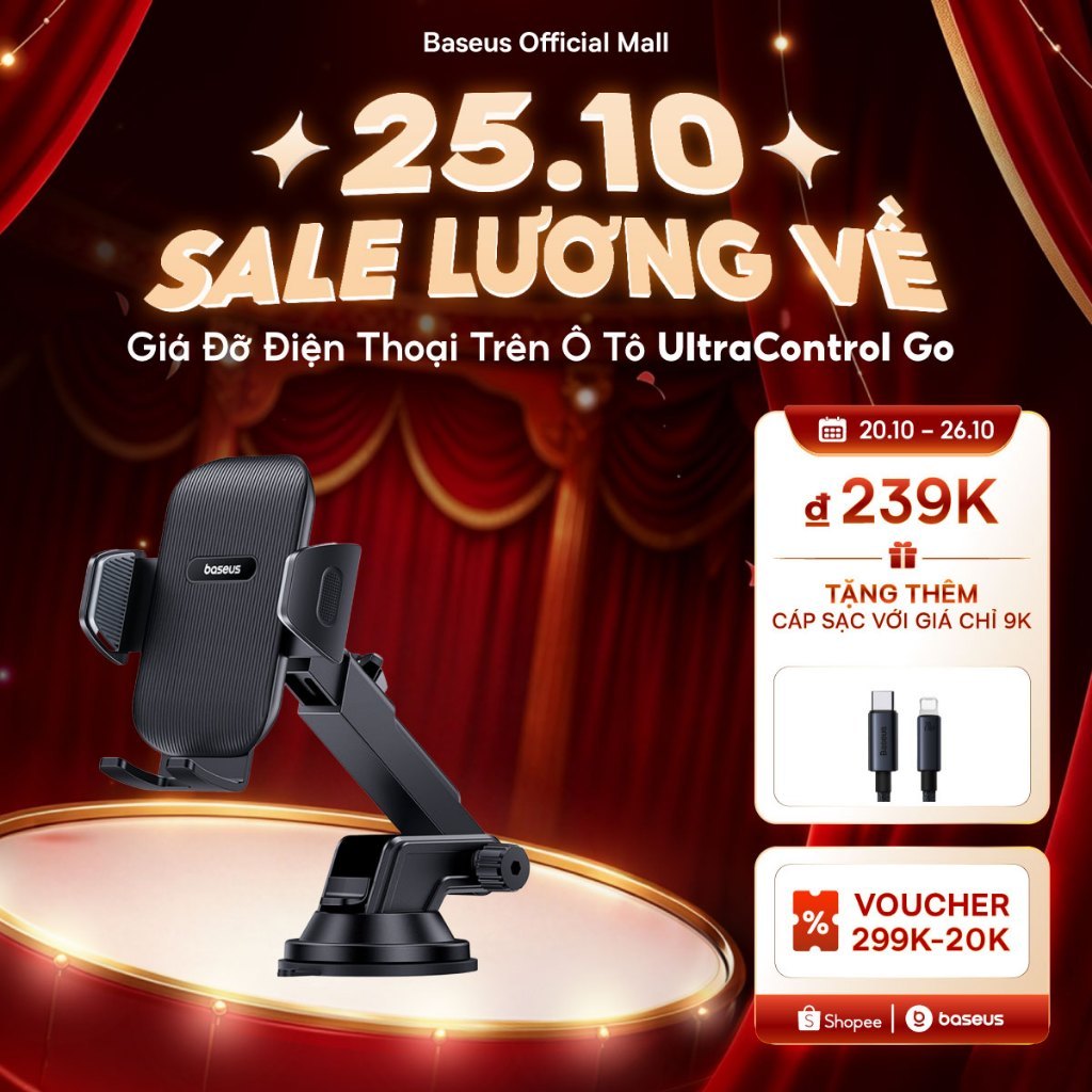 Giá đỡ điện thoại BASEUS có giác hút gắn kính chắn gió xe hơi thích hợp cho Phone Xiaomi Huawei Samsung Oppo