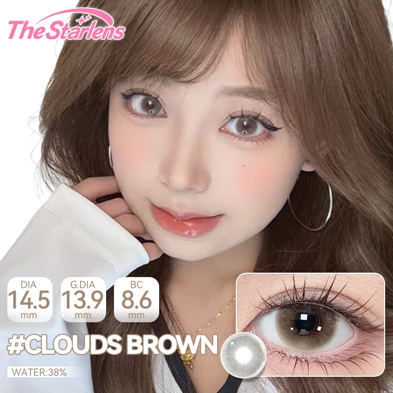 Kính áp tròng The Starlens, 1 cặp 6 tháng, tròng kính màu nâu/xám, DIA 14.2-14.5mm, tròng kính mềm cho mắt to, có độ (0-8) | BigBuy360 - bigbuy360.vn
