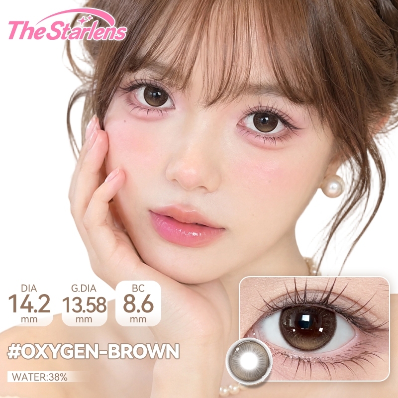 Kính áp tròng The Starlens, 1 cặp 6 tháng, tròng kính màu nâu/xám, DIA 14.2-14.5mm, tròng kính mềm cho mắt to, có độ (0-8) | BigBuy360 - bigbuy360.vn