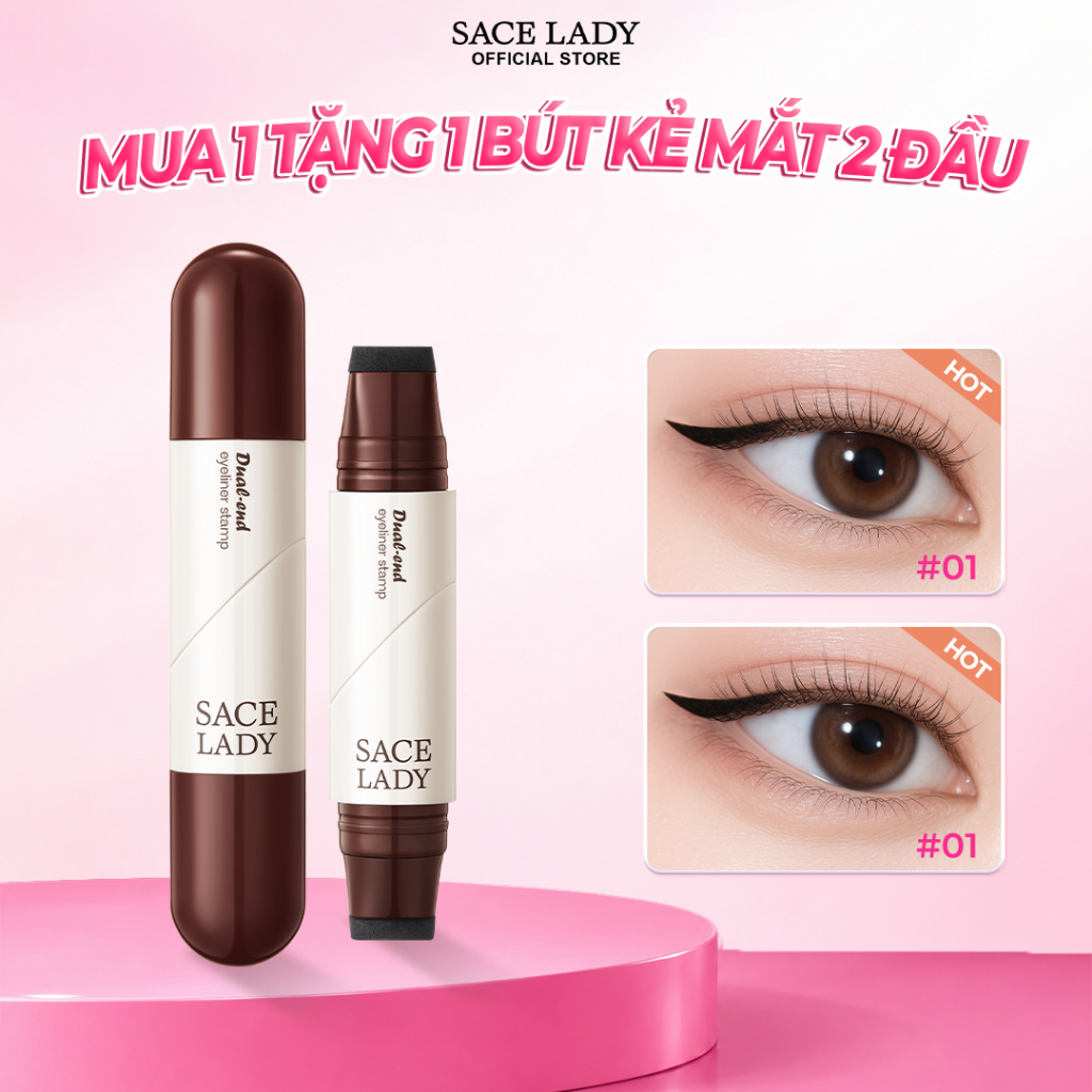SACELADY Bút kẻ mắt hai đầu lâu trôi tiện dụng dạng in cả mắt trái & phải 2,8g