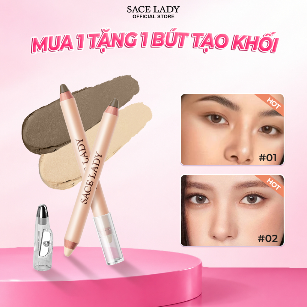 Bút Tạo Khối SACE LADY Hai đầu Trang điểm Mượt Mà Tự Nhiên 3.2g