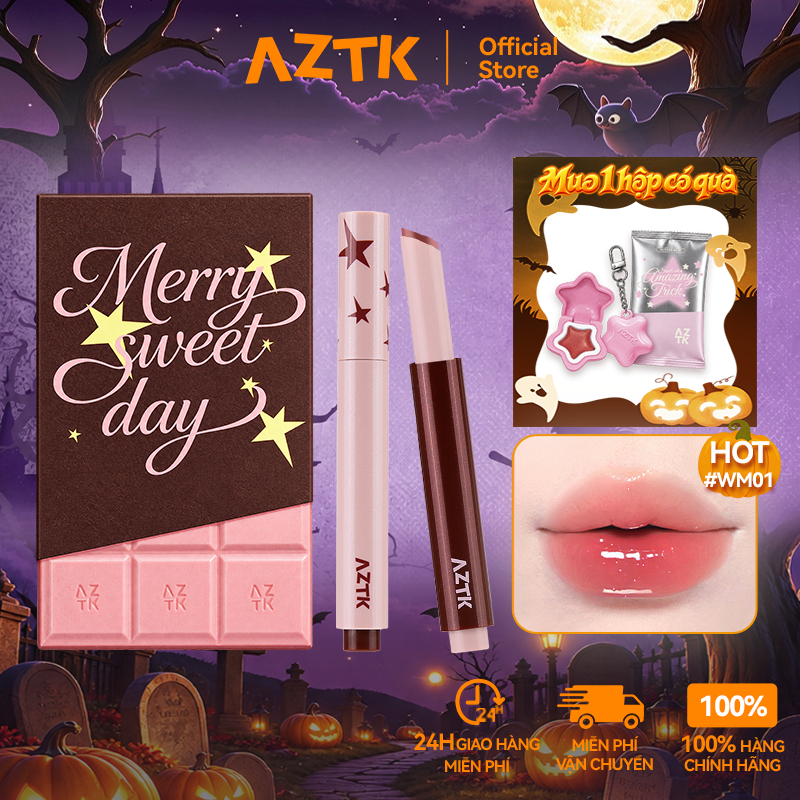 AZTK Hydrating Son Môi Dưỡng Ẩm Dưỡng Ẩm Môi Dưỡng Ẩm Mềm Plump Màu Tự Nhiên Rendering 1.9g * 2