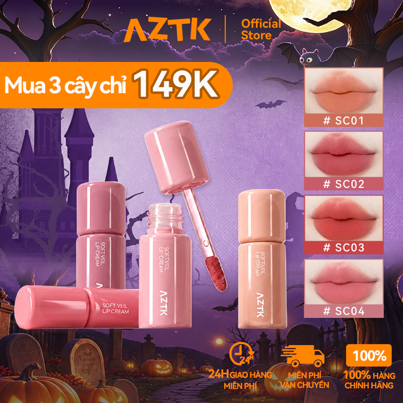 AZTK Son Kem Lì Velvet Lip Tint Son Bùn Lì Mịn Màu Xinh Nhẹ Môi 1.5g