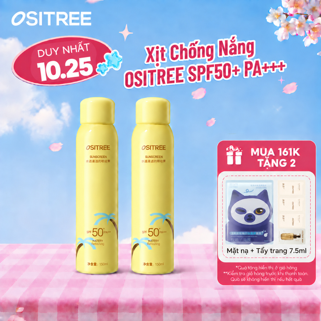 OSITREE Xịt Chống Nắng 150ml SPF50+ PA+++, Chống Nước, Bảo Vệ Da Khỏi Tia UV, Mọi Loại Da