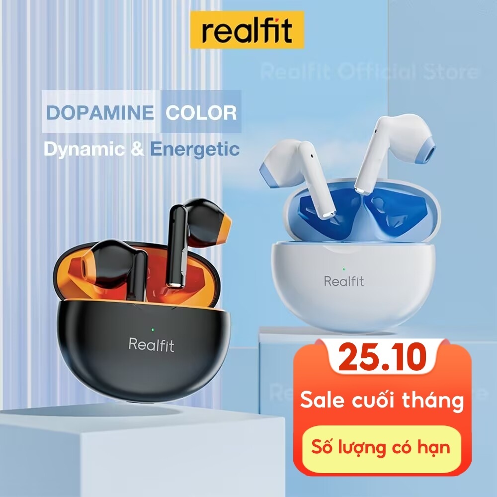 Tai Nghe Bluetooth Realfit F2 Có Micro Âm Trầm Tuyệt Vời Chất Lượng Âm Thanh Tốt Siêu cute