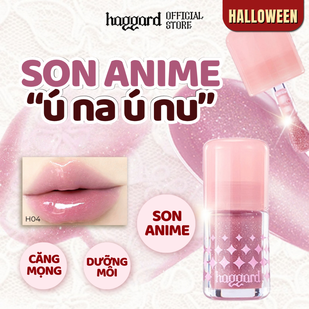 [HALLOWEEN] haggard Son Dưỡng Mật Ong EMO MONSTER Lip Oil (3.3g) Son Anime Dưỡng Môi Căng Bóng, Giữ Ẩm, Mềm Môi