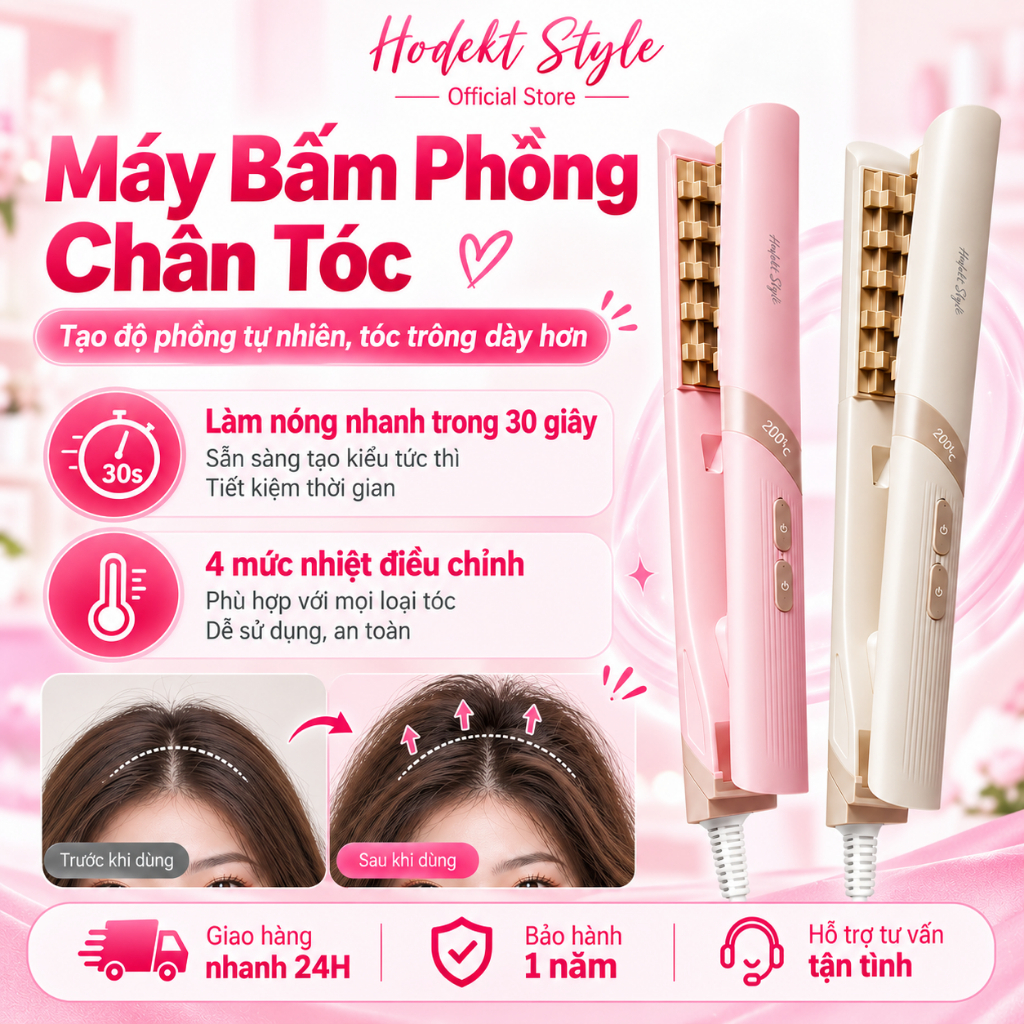 Máy dập phồng chân tóc HODEKT Mini Máy bấm xù dập phồng chân vuông tóc làm phồng chân tóc