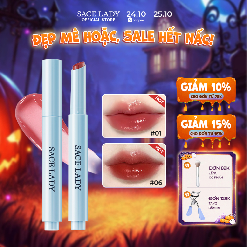Son Tint Bóng SACE LADY Mát Màu Nước Lấp Lánh Một Cú Nhấp Chuột Bóng Sáng Bóng Trang Diểm Môi