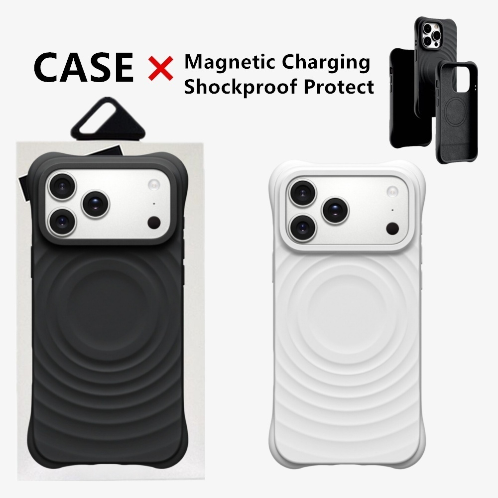 CaseTg Ripple Liquid Silicone Sạc Từ Tính Ốp lưng iPhone 18 17 16 15 14 13 Pro Max 16Plus Chất Lượng Cao Mờ Chống Vân Tay Ốp Lưng Chống Sốc
