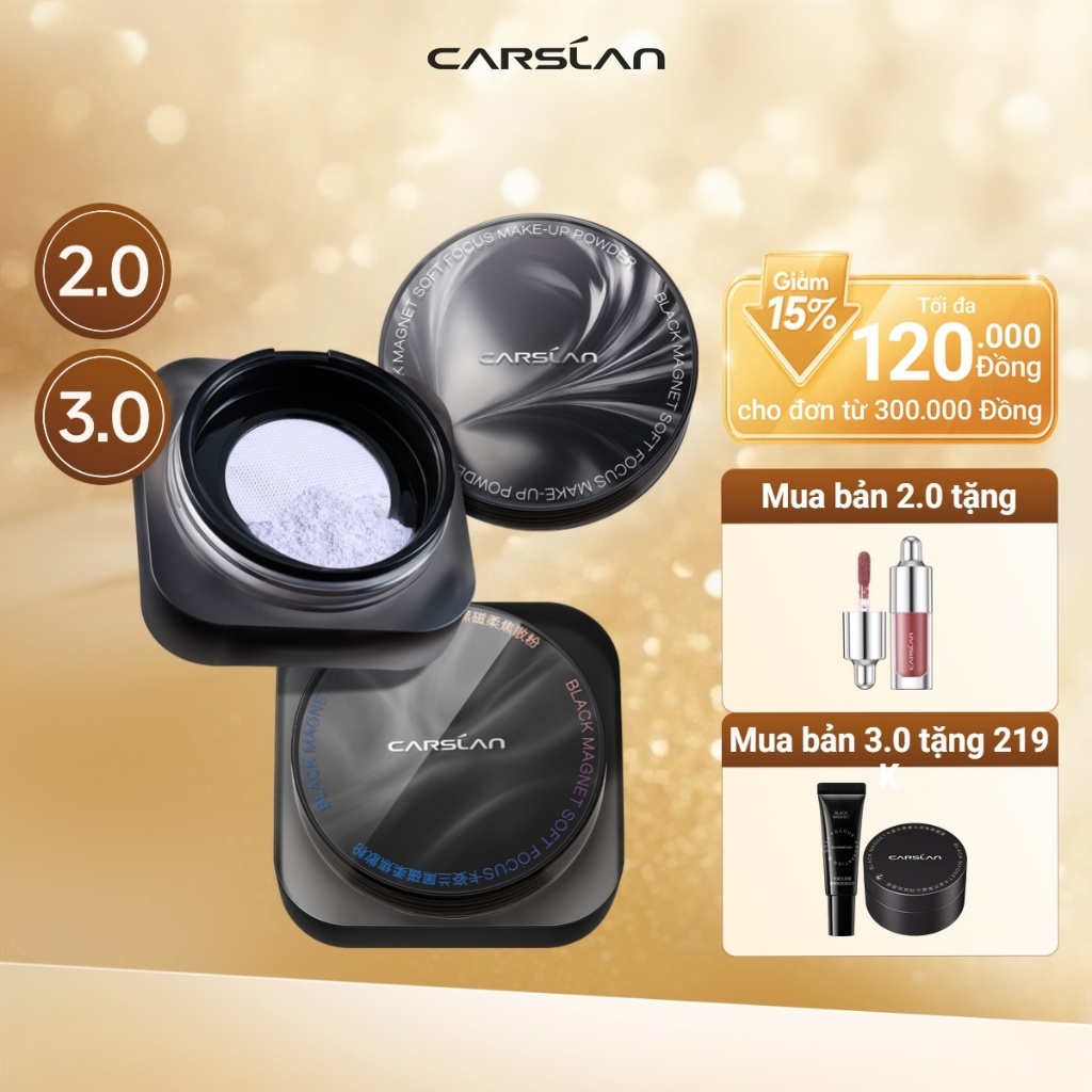Phấn phủ bột Black Magnet 2.0&3.0 kiềm soát dầu suốt ngày dài nam châm màu đen Carslan 8g
