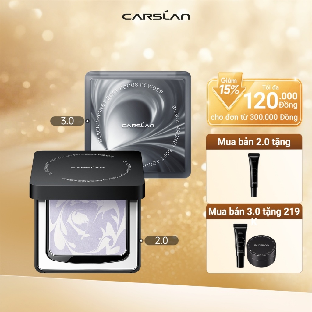 Phấn phủ nén Black Magnet CARSLAN lâu trôi kiềm dầu 24 giờ 8g