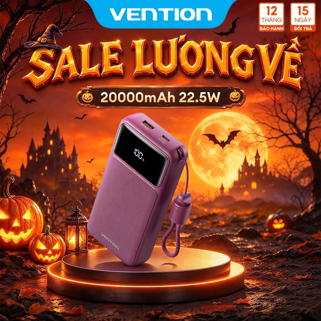 【Hàng mới 2026】Vention Sạc dự phòng 10000mAh có dây đeo và cáp Type-C tích hợp sạc nhanh 22.5W hoàn hảo cho du lịch bảo hành chính hãng Dùng được cho IPhone, Samsung, Xiaomi, Vi… – ảnh mô tả chi tiết 5