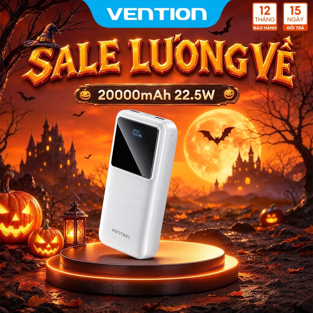 Vention Sạc dự phòng 20000mAh - Có Sạc nhanh 22.5W –Pin sạc dự phòng 30000mAh Cổng USB-A, USB-C, Micro USB - Tương thích Phone, Xiaomi, Huawei, Samsung, Oppo, Vivo - Hàng Chính Hãng