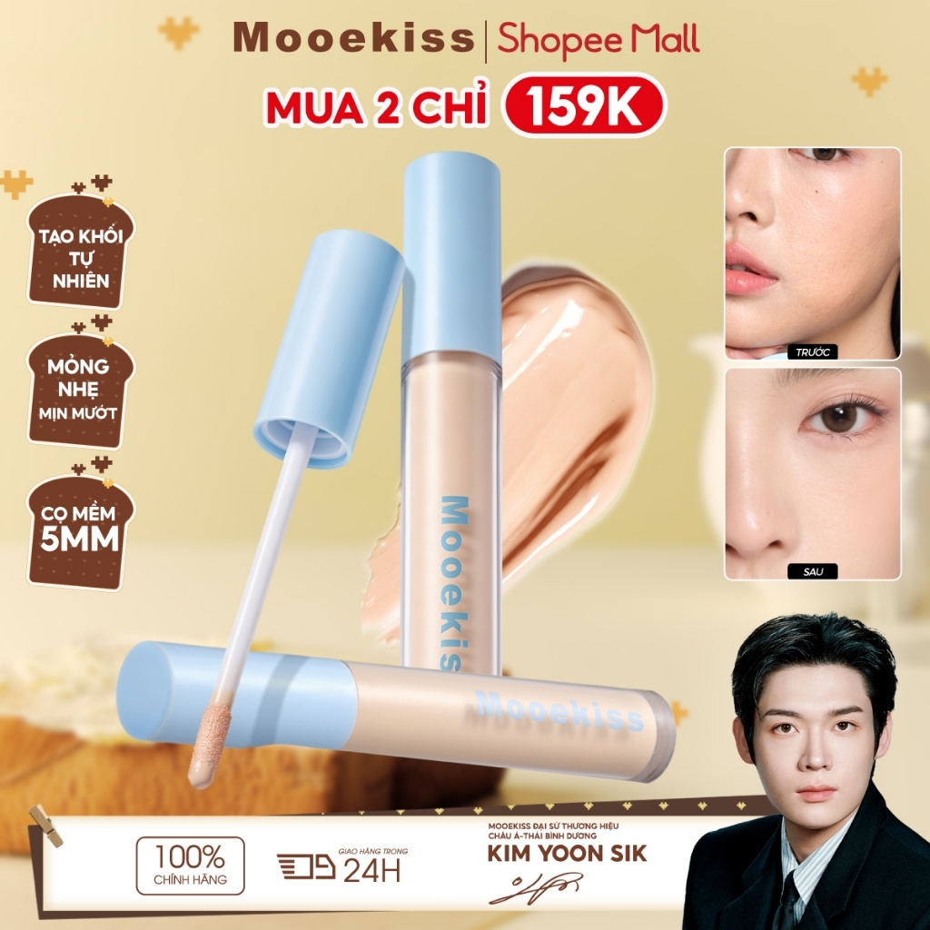Kem Che Khuyết Điểm MOOEKISS Dạng Lỏng Làm Đều Màu Da Tự Nhiên, Độ Che Phủ Cao Mỏng Nhẹ 6g