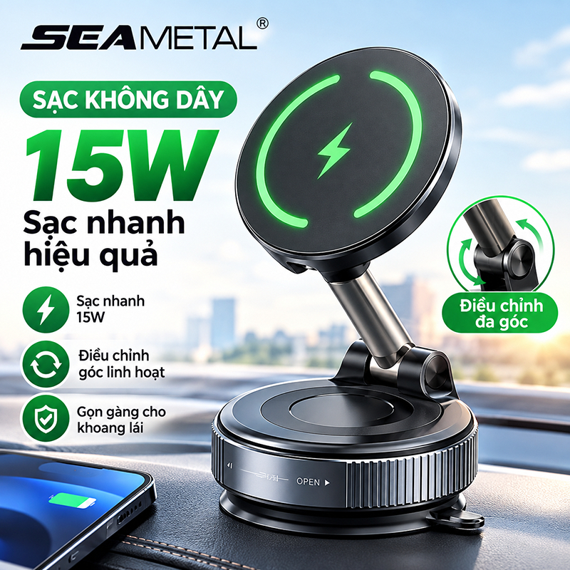 SEAMETAL Giá đỡ điện thoại từ tính có thể gập lại dành cho điện thoại thông minh, hỗ trợ sạc không dây MagSafe