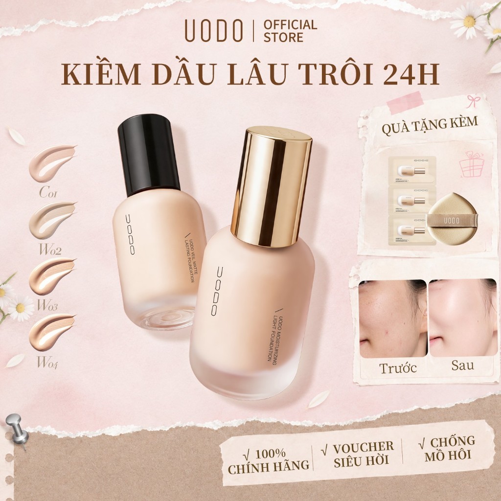 UODO Kem Nền 30ml Cho Da Dầu Da Khô Kiềm Dầu 12H Chống Mồ Hôi Không Mốc Nền Lâu Trôi Tự Nhiên
