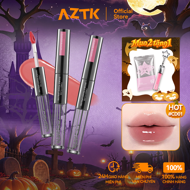 AZTK Son Kem 2 Đầu Lì Bóng 2 Trong 1 Mềm Môi Lâu Trôi Không Khô Môi 1.7g