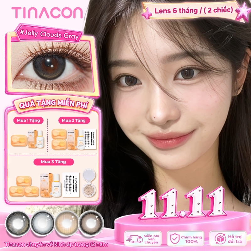 Kính áp tròng TINACON 1 cặp lens màu xám mắt tự nhiên DIA14.2-14.5mm kính áp tròng mắt búp bê dùng được 6 tháng