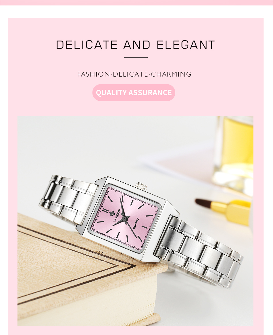 Đồng Hồ Quartz WWOOR Mặt Chữ Nhật Nhỏ Sang Trọng 8850 - Ảnh 2