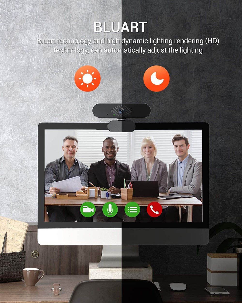Mô tả Webcam EVEBOT USB 1080p tự động lấy nét kèm mic chất lượng cao chuyên dụng - 3