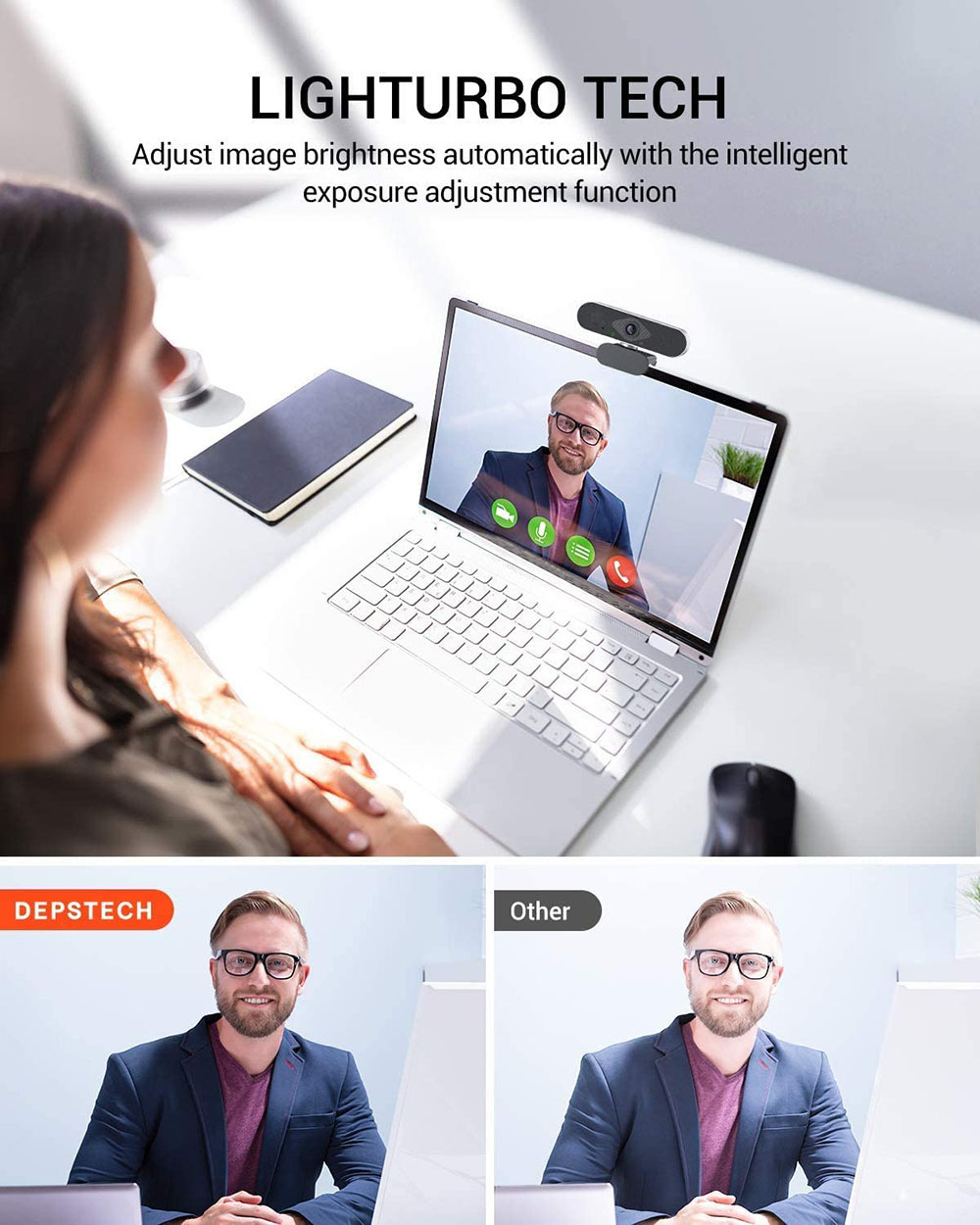 Mô tả Webcam EVEBOT USB 1080p tự động lấy nét kèm mic chất lượng cao chuyên dụng - 7