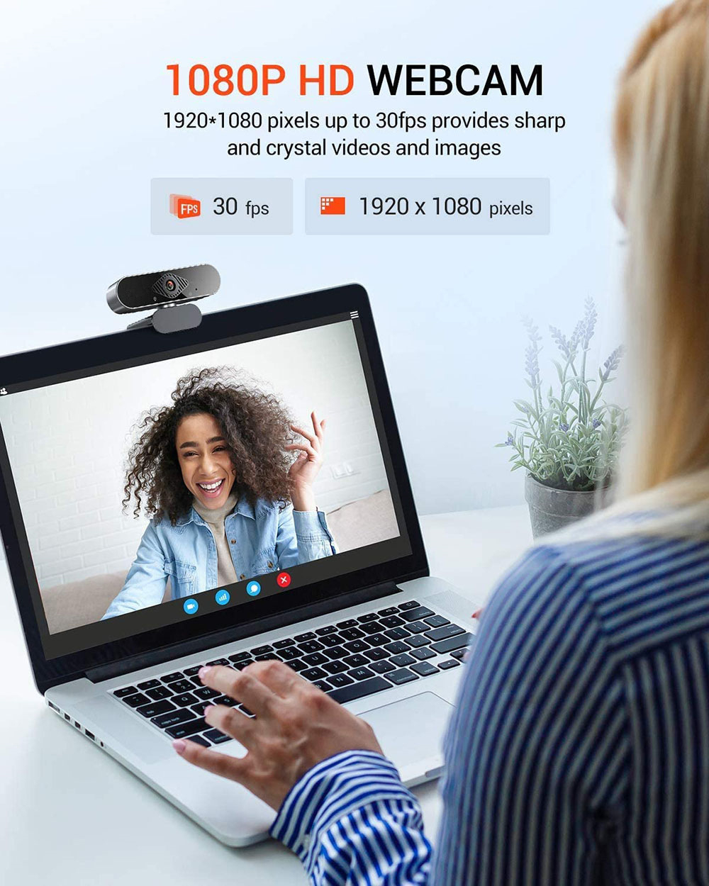 Mô tả Webcam EVEBOT USB 1080p tự động lấy nét kèm mic chất lượng cao chuyên dụng - 2