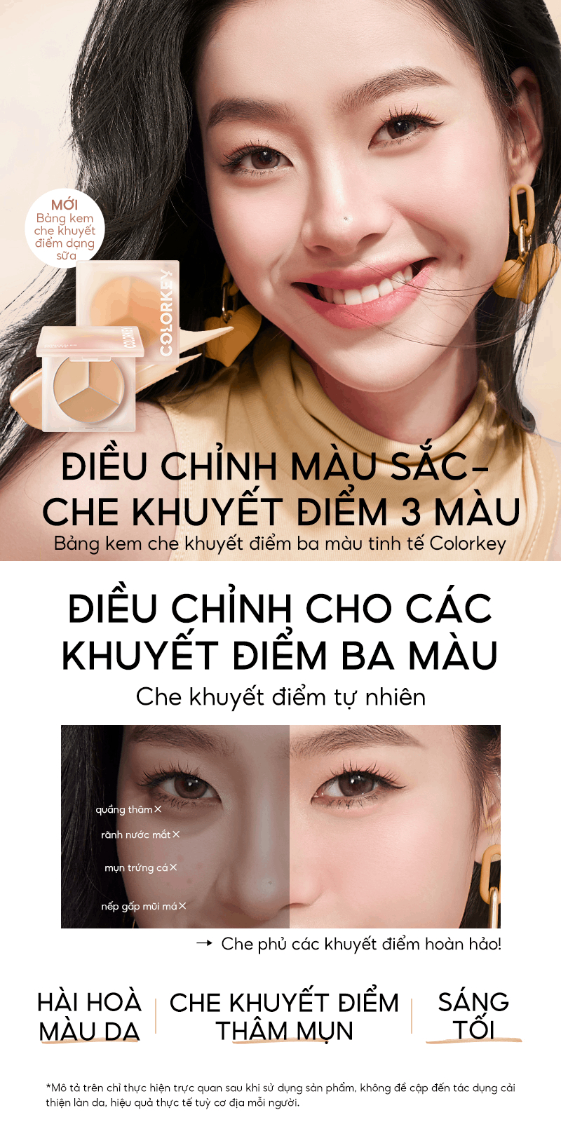 Mô tả Bảng kem che khuyết điểm COLORKEY 3 màu mịn lâu trôi 3.9g - 1