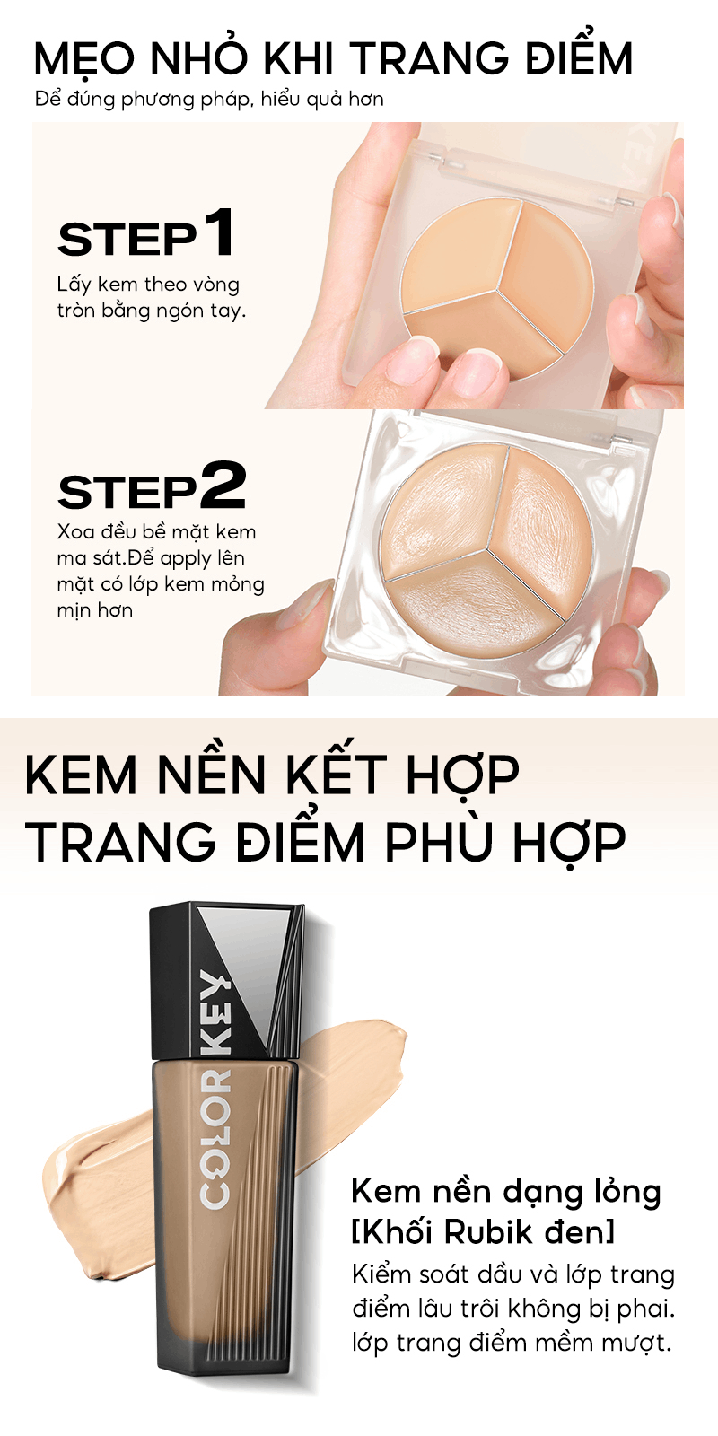 Mô tả Bảng kem che khuyết điểm COLORKEY 3 màu mịn lâu trôi 3.9g - 4