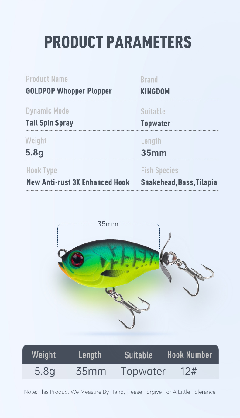 Kingdom 701kingdom Goldpop 5.8g Topwater Whopper Popper