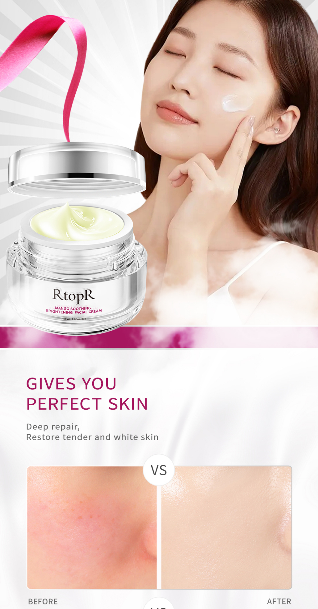 Mô tả Kem dưỡng da mặt RTOPR chiết xuất xoài chống nếp nhăn chống lão hóa giữ ẩm se khít lỗ chân lông dưỡng ẩm và kiềm dầu 30g - 7