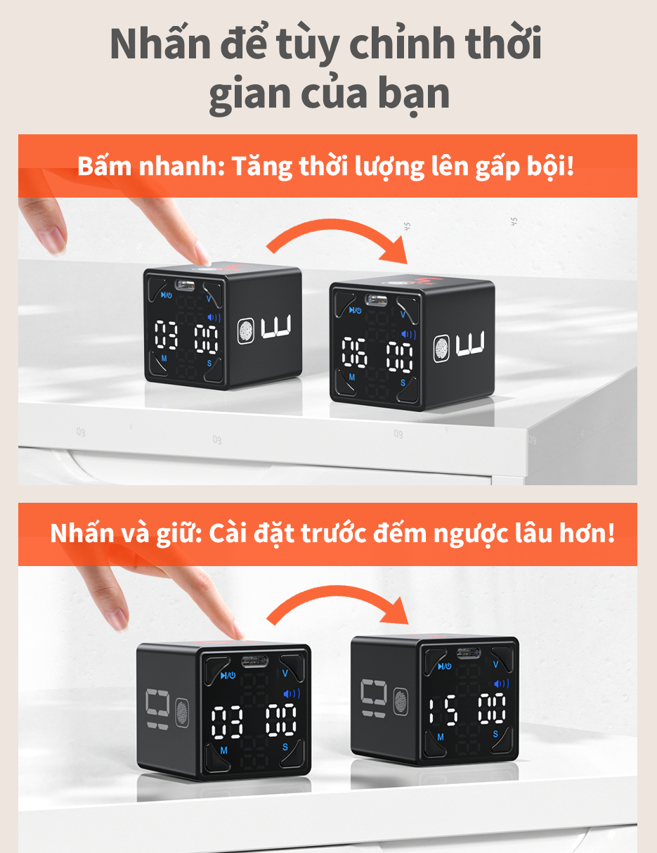 Mô tả Đồng hồ hẹn giờ pomodoro LLANO từ tính không gây tiếng ồn có thể điều chỉnh âm thanh màu đen - 5