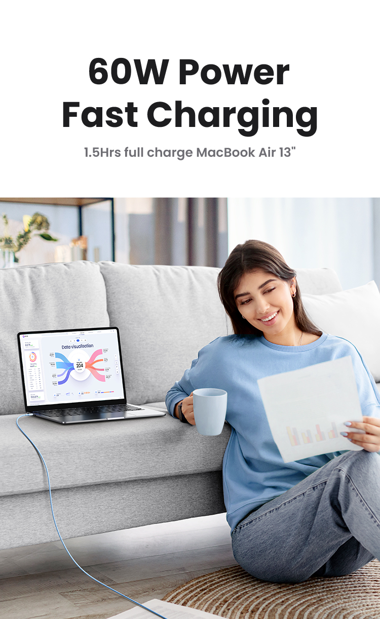 Ugreen 60W USB C sang Type C Cáp sạc nhanh PD cho Macbook Xiaomi Samsung POCO Cáp USB silicon lỏng – ảnh mô tả chi tiết 4