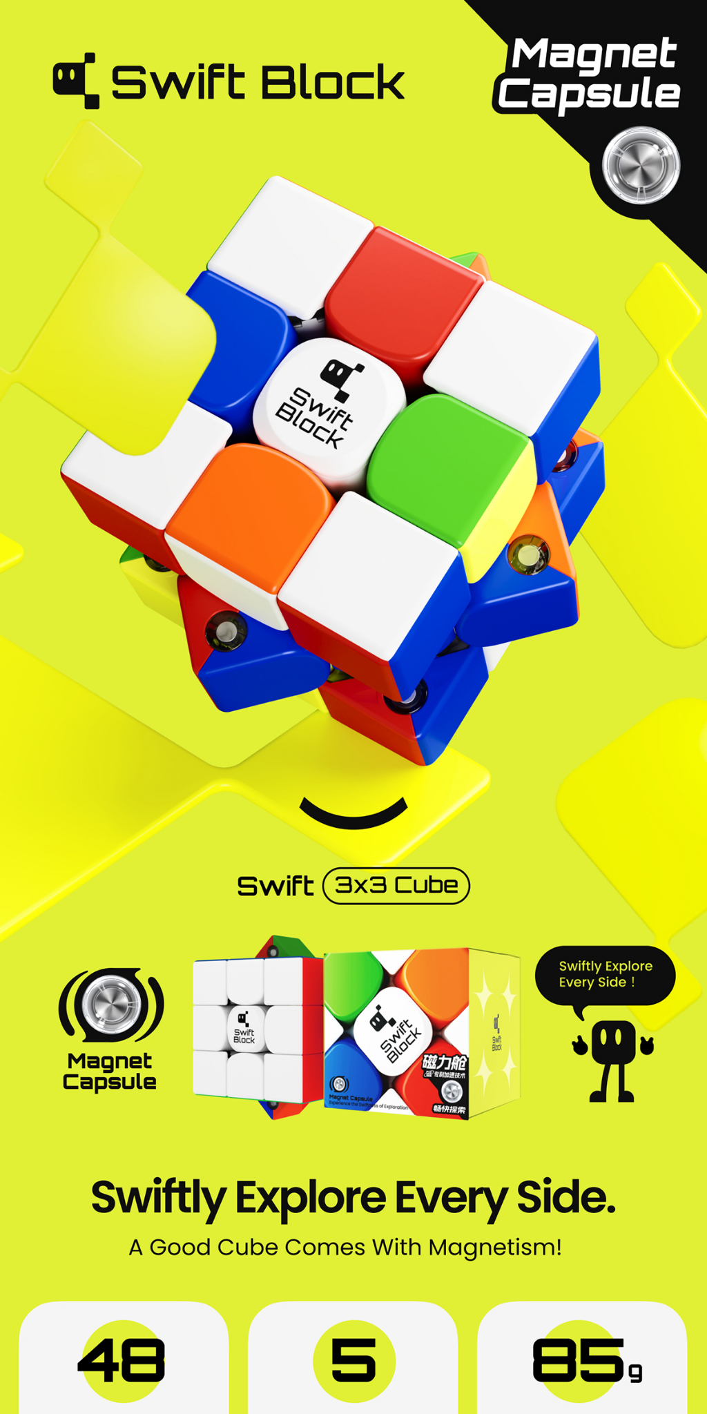 Khối rubik từ tính GAN x Swift Block 355S đồ chơi xếp hình giáo dục cho ...