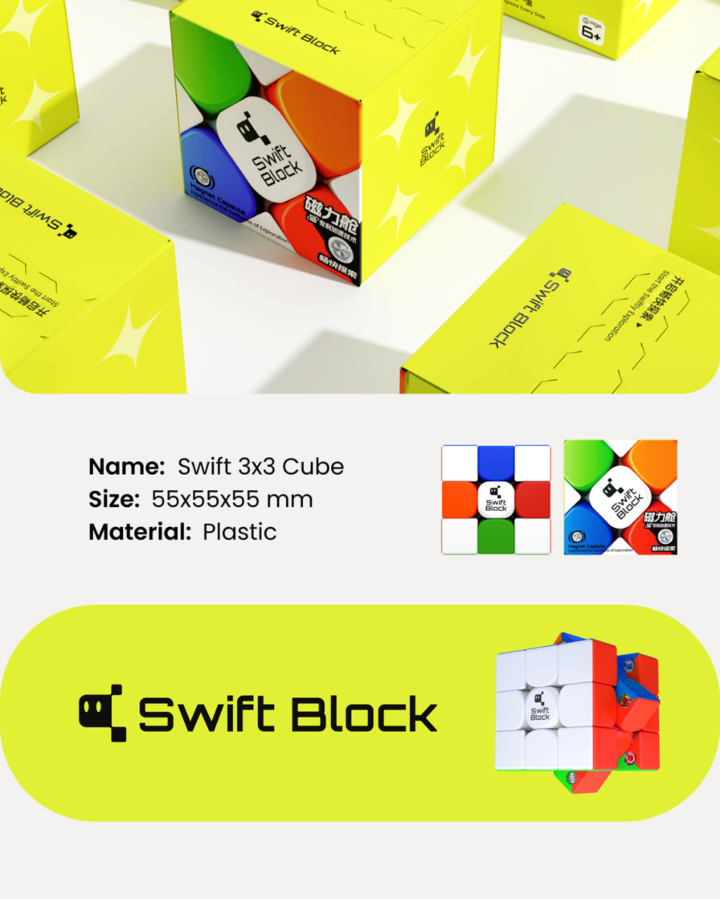 Khối rubik từ tính GAN x Swift Block 355S đồ chơi xếp hình giáo dục cho ...