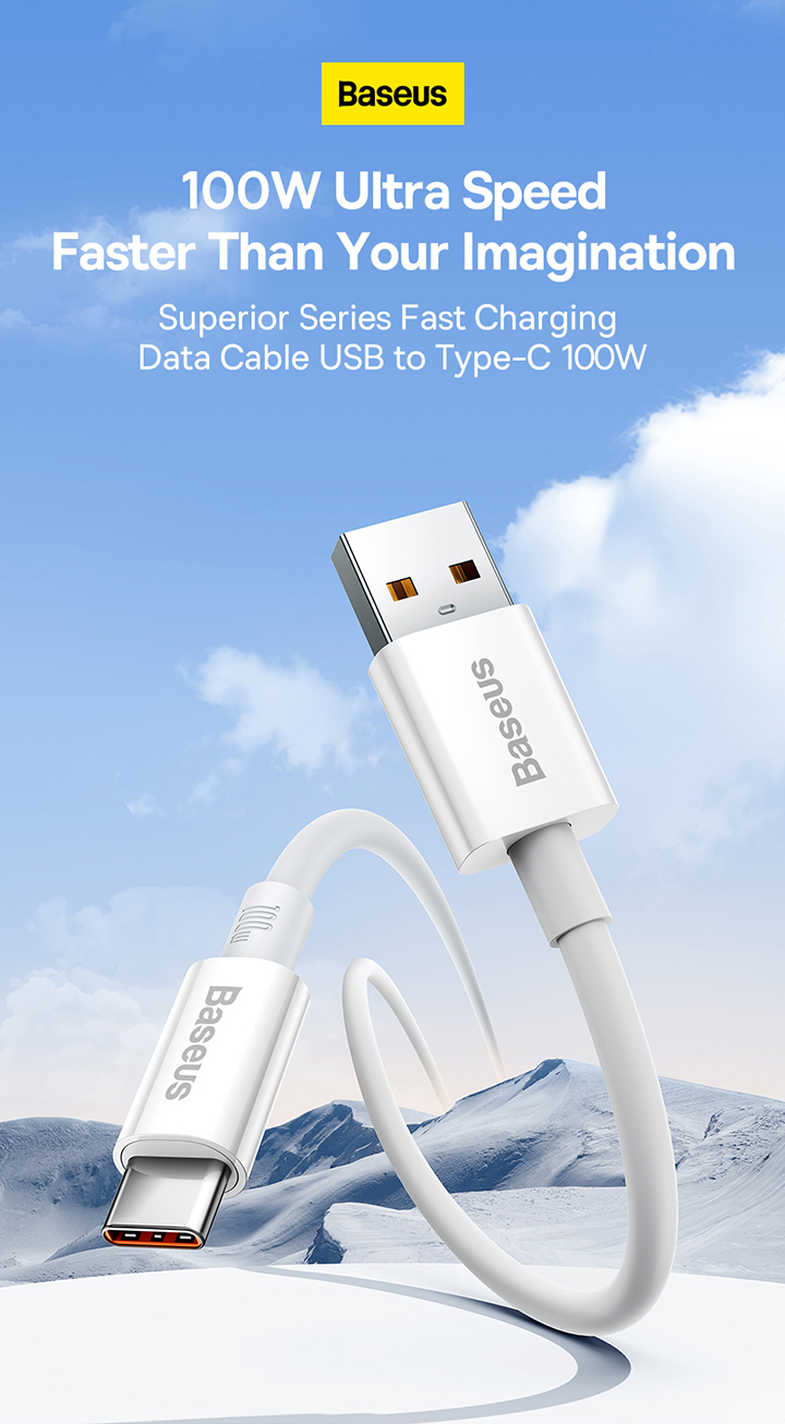 Mô tả Cáp sạc nhanh USB C BASEUS 100W 6A cho Huawei P30 PD Xiaomi Samsung - 1