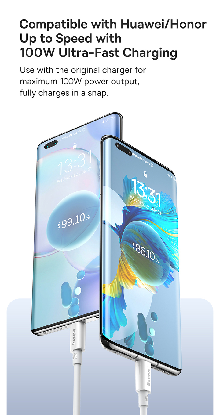 Mô tả Cáp sạc nhanh USB C BASEUS 100W 6A cho Huawei P30 PD Xiaomi Samsung - 2