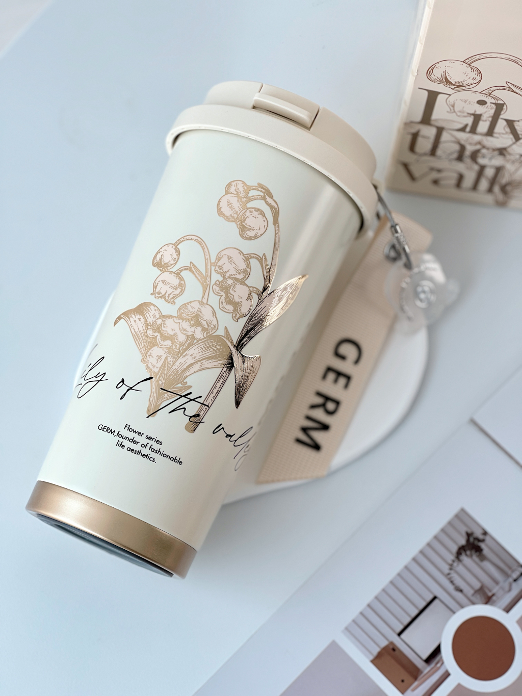 Mô tả Insulated cup Germ capacity 500ml 316 grade stainless steel material lily of the valley Coffee Cup - 1