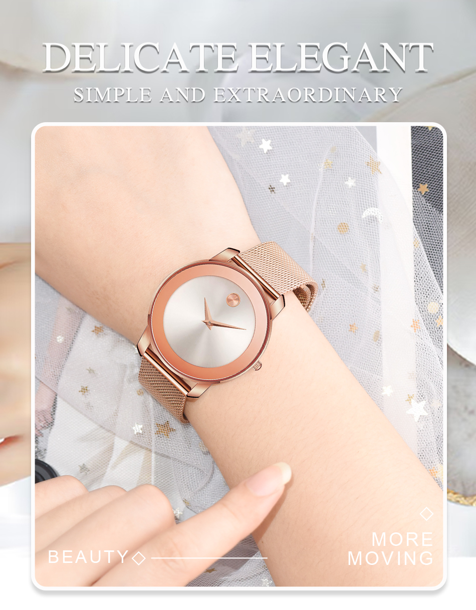 Mô tả Đồng Hồ Wwoor Top Dây Thép Không Gỉ Siêu Mỏng Kiểu Dáng Cổ Điển Đơn Giản Cho Nữ-8889L - 1