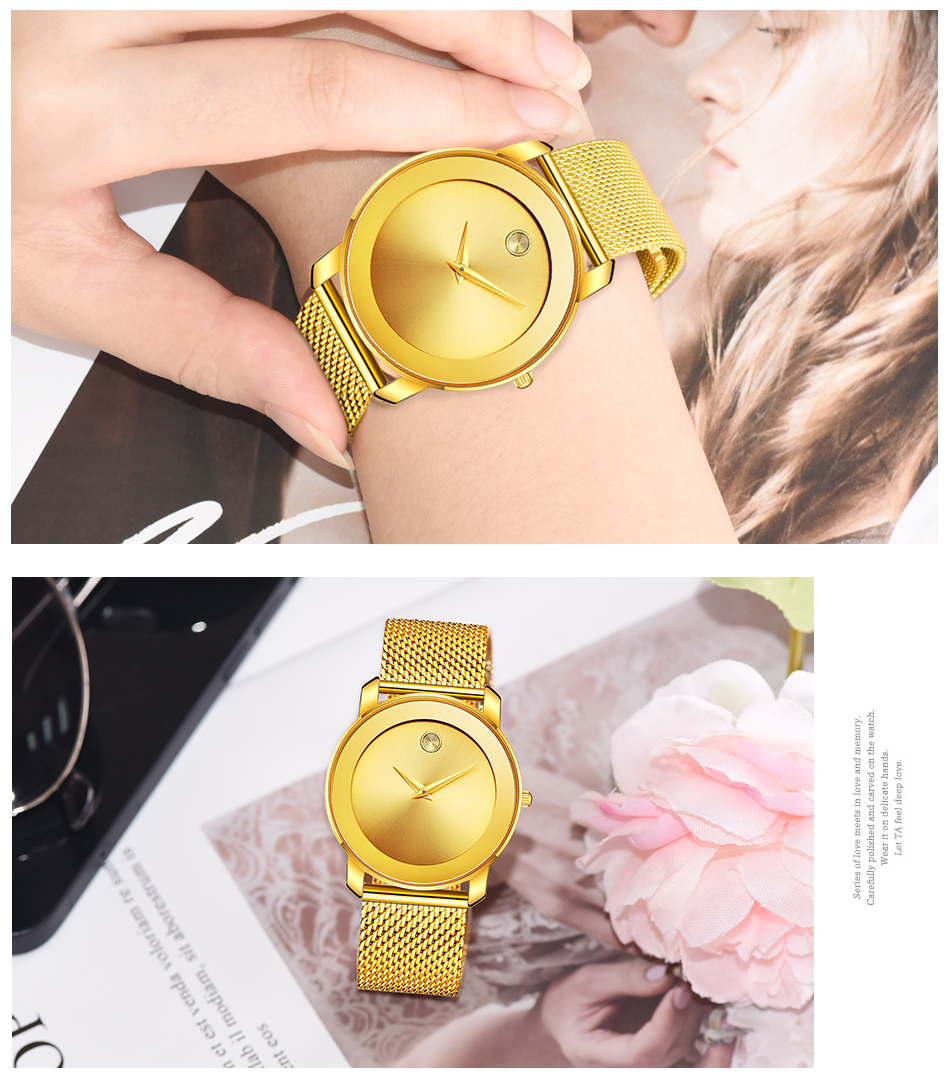 Mô tả Đồng Hồ Wwoor Top Dây Thép Không Gỉ Siêu Mỏng Kiểu Dáng Cổ Điển Đơn Giản Cho Nữ-8889L - 8