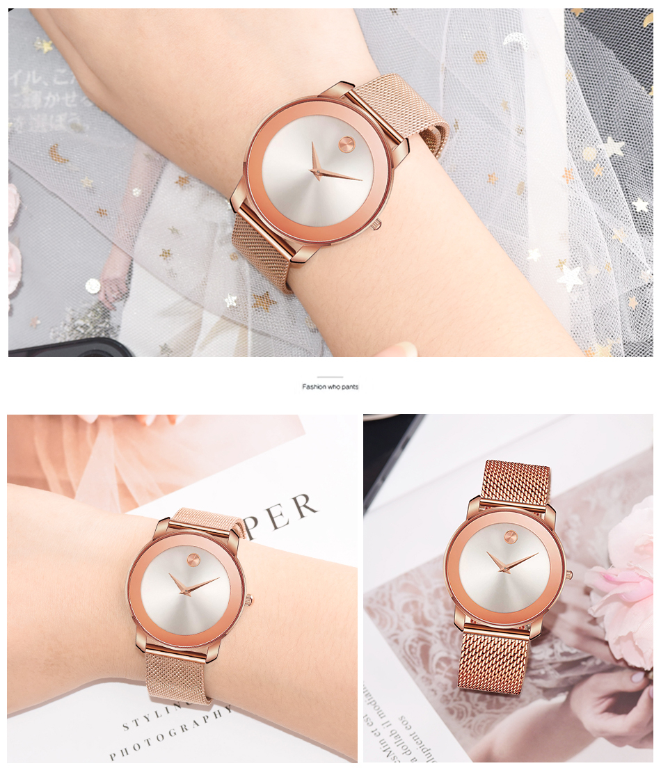 Mô tả Đồng Hồ Wwoor Top Dây Thép Không Gỉ Siêu Mỏng Kiểu Dáng Cổ Điển Đơn Giản Cho Nữ-8889L - 9