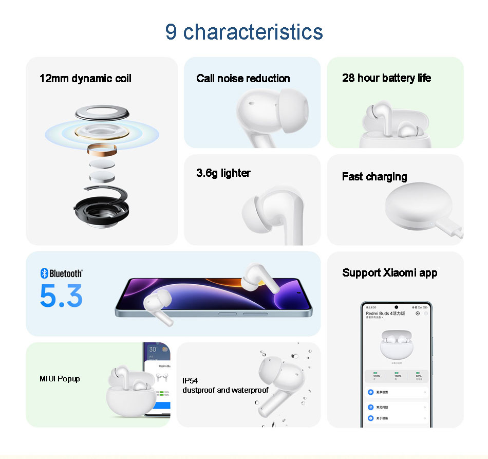 Tai Nghe Nhét Tai Không Dây Xiaomi Redmi Buds 4 Kết Nối Bluetooth 5.3 ...