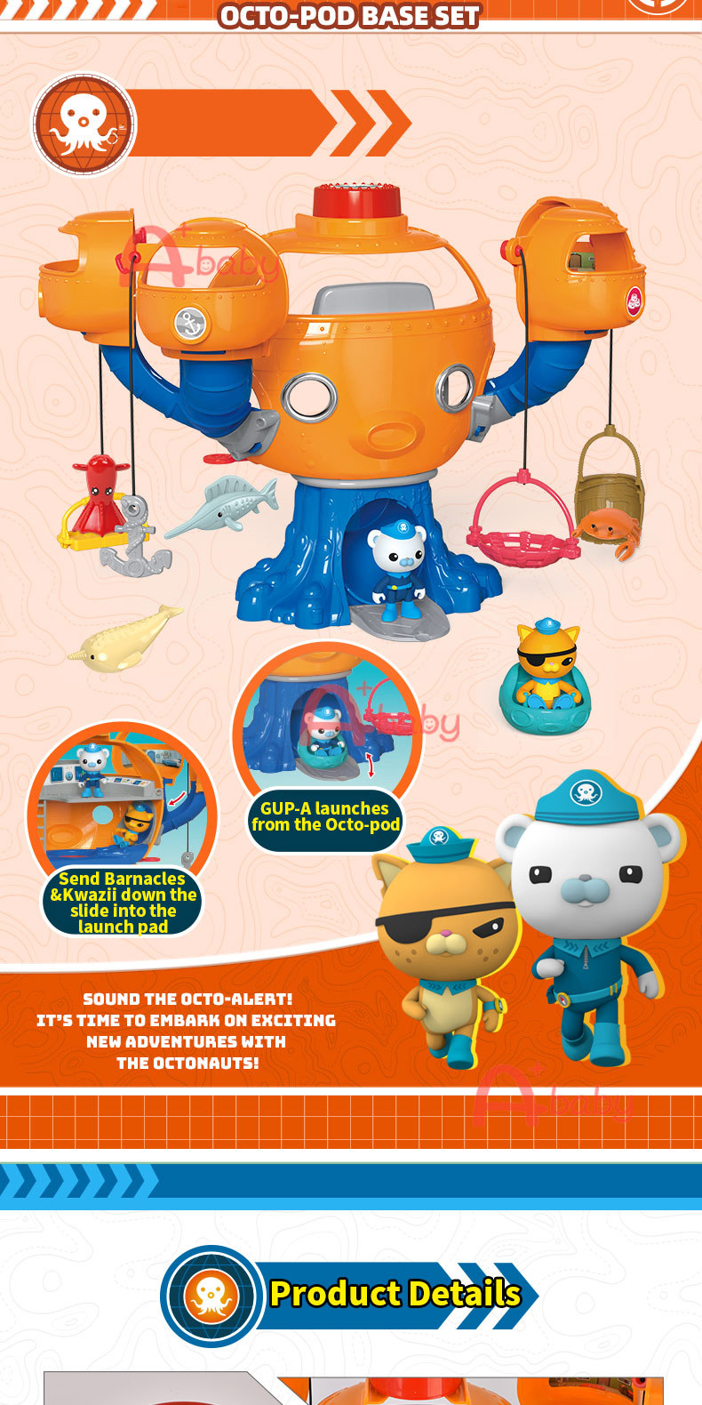The Octonauts Toys OCTO-POD BASE SET Bộ Đế Bạch Tuộc Đồ Chơi Có Đèn Và ...
