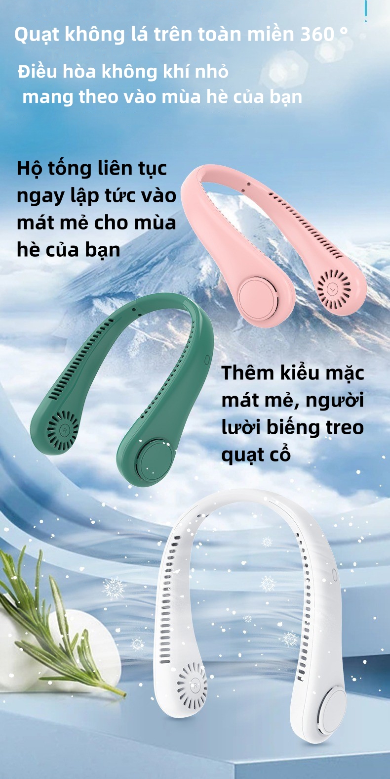 Mô tả Quạt đeo cổ không cánh EVEBOT có thể điều chỉnh ba tốc độ với bộ sạc USB tiện lợi và chất lượng cao - 9