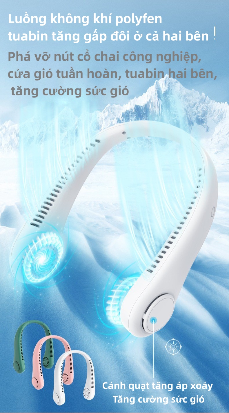 Mô tả Quạt đeo cổ không cánh EVEBOT có thể điều chỉnh ba tốc độ với bộ sạc USB tiện lợi và chất lượng cao - 10